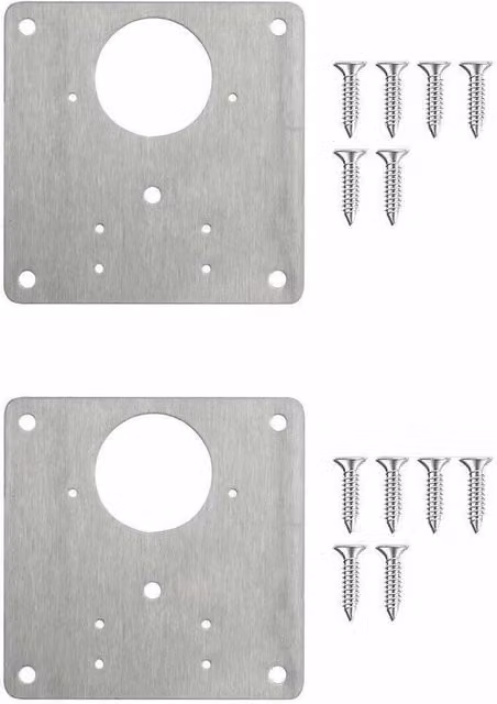 SPETLEK Kitchen Cupboard Door Hinge Repair Kit in Silver Stainless Steel with 2 Plates and 12 Screws – 1