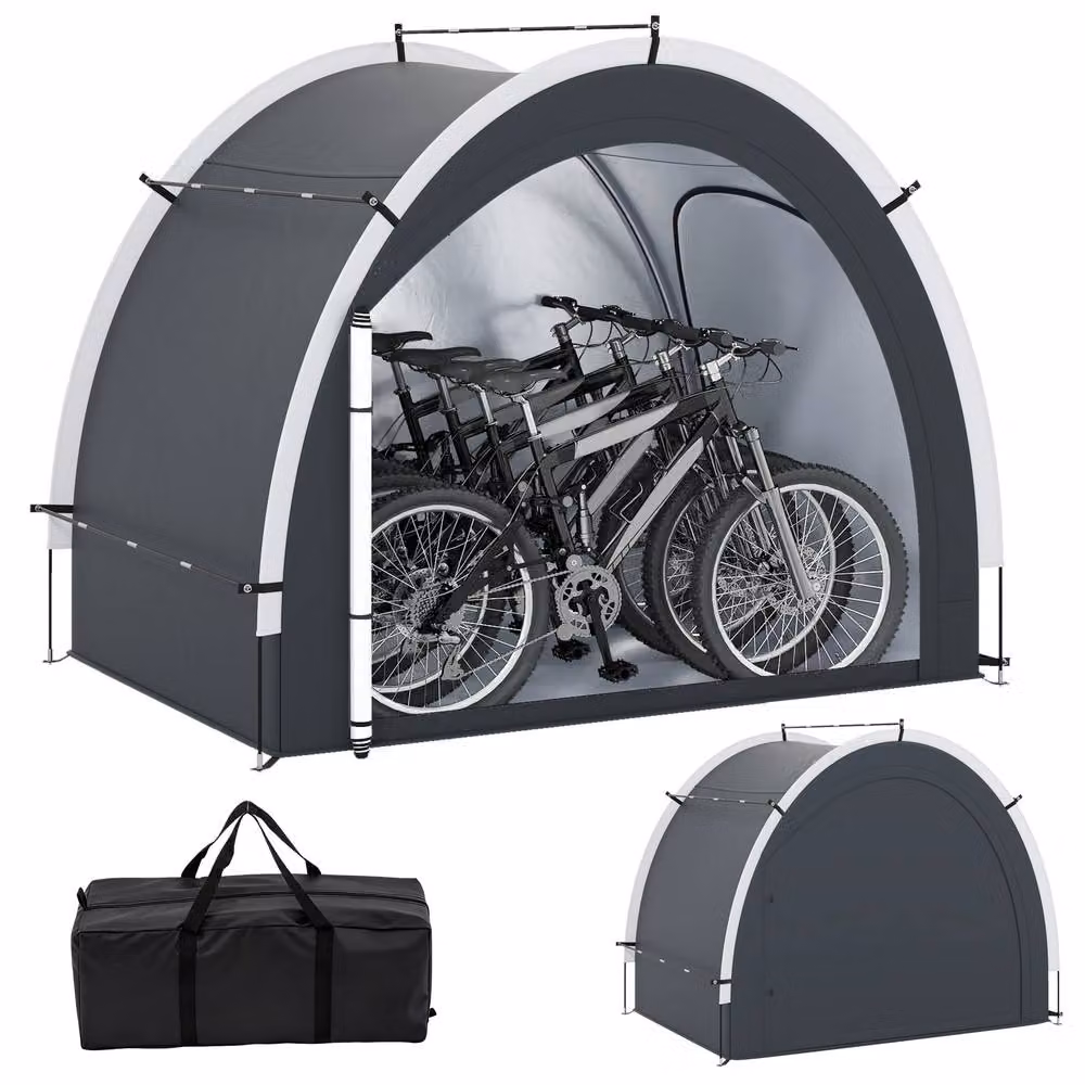 Gymax Portable Waterproof Bike Storage Shed Tent in Grey, W/D/H: 218 x 153 x 182 cm – 3