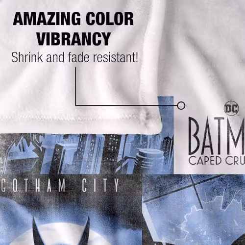 LOGOVISION Batman Caped Crusader Animated Series Gotham Square Super Soft Fleece Throw Blanket, Multicolour, W: 91.44 cm, L: 147 cm – 2