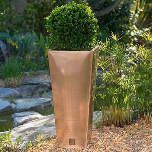 Primrose Galvanised Steel Ornamental Garden Planter Tub in Bronze and Brown, Diameter: 89 cm