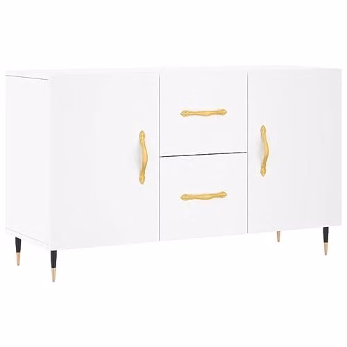 vidaXL Modern White Sideboard in MDF and Metal, W/D/H: 100 x 36 x 60 cm