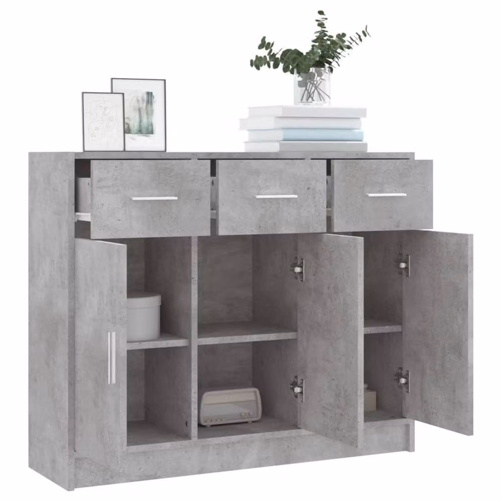 Berkfield Home Sideboard in Concrete Grey, W/D/H: 91 x 28 x 75 cm – 2