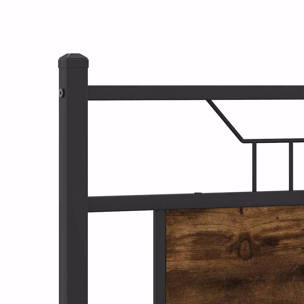 Berkfield Home Smoked Oak Bed Frame in Brown, W/D/H: 140 x 200 cm – 3