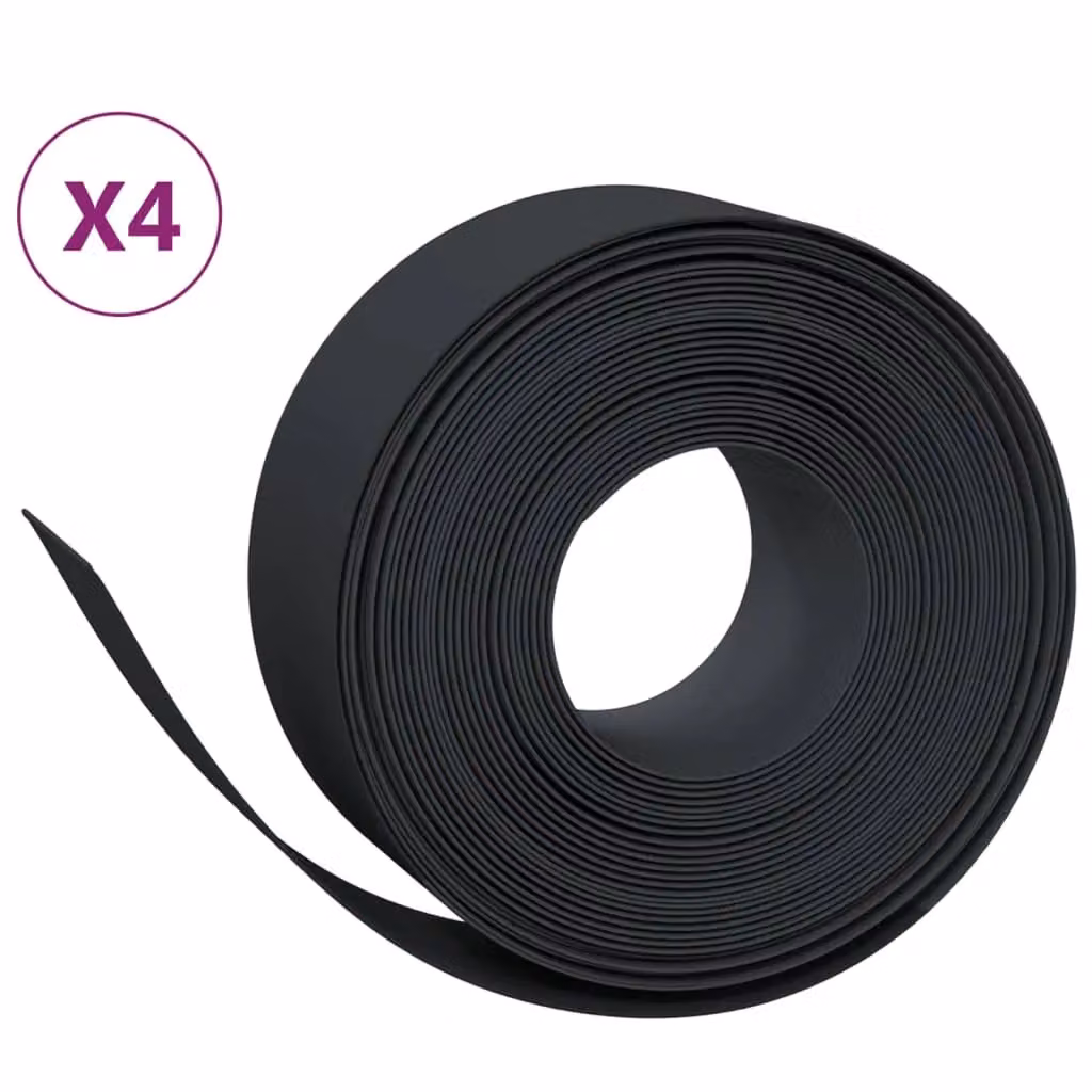 Berkfield Home Garden Edgings, 4 Pieces, Black, 10 m, 20 cm, Polyethylene – 2