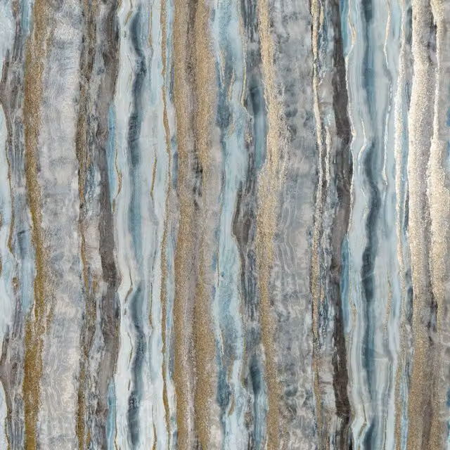 I Love Wallpaper Oslo Abstract Wallpaper in Blue, Brown and Gold Metallic