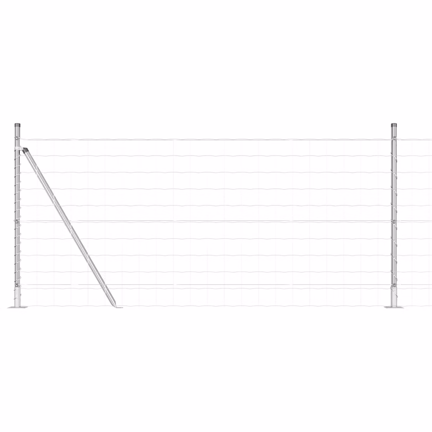 Berkfield Home Euro Fence with 7 Flanged Posts, Galvanised Steel, Silver, W: 10 m x H: 1 m – 2
