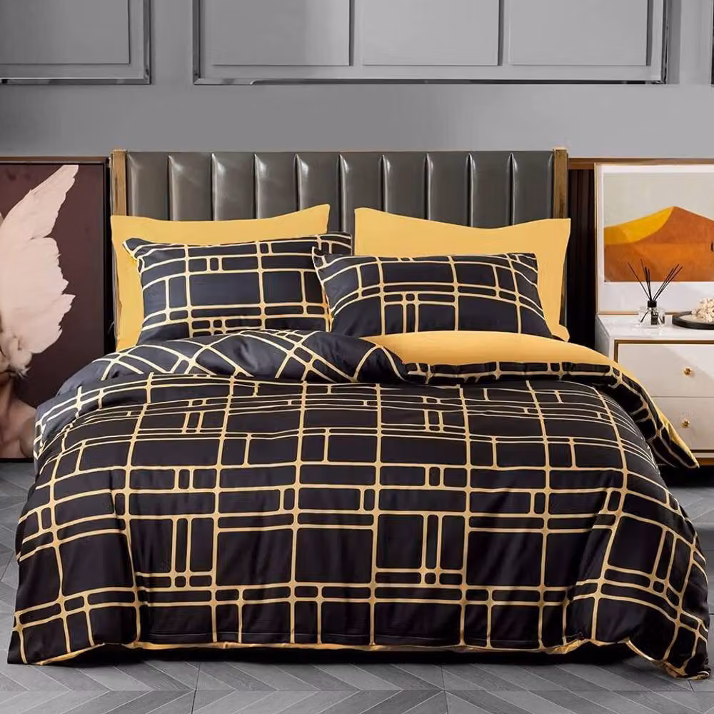 Pamposh Reversible Microfibre Duvet Cover and Pillowcase Set in Gold, Single Size (90 x 200 cm) – 2