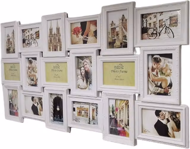 DEENZ Vintage Multi Aperture Rectangular Picture Wall Frame, White