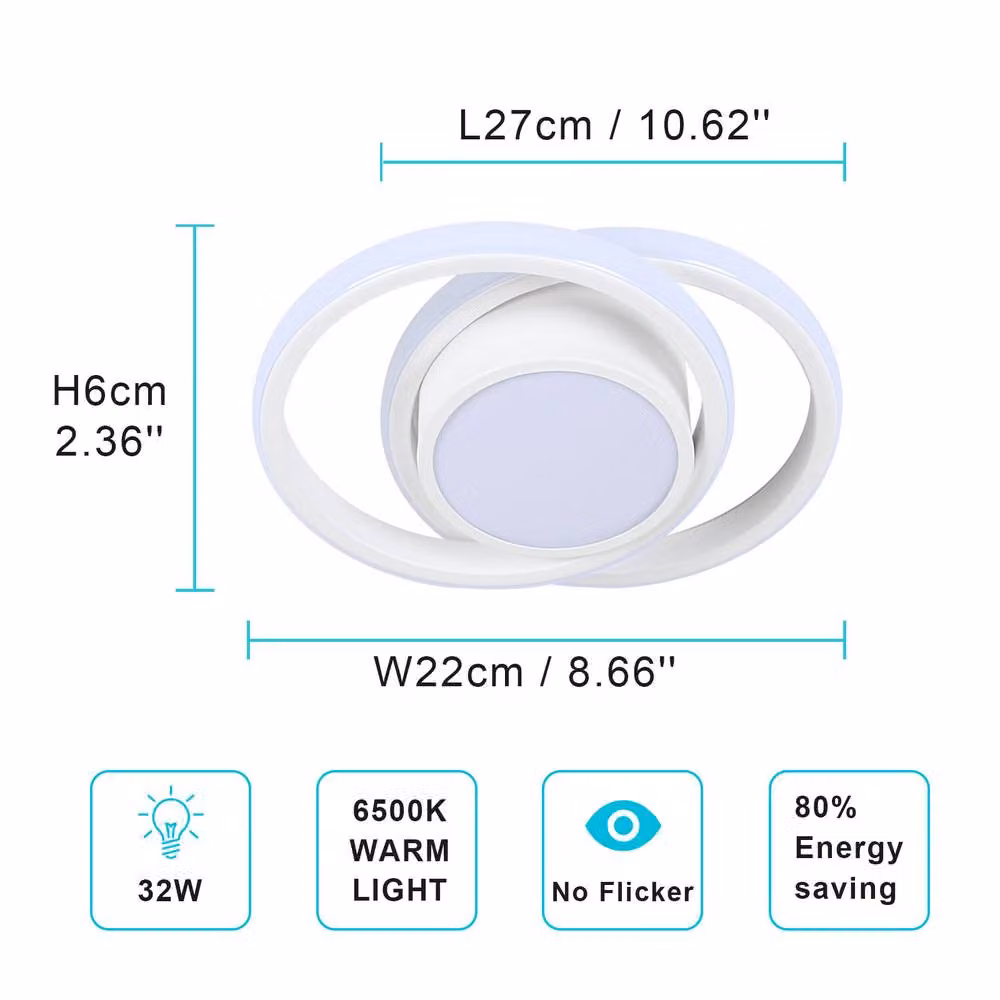 Pheashine Modern LED Ceiling Light, White, 32W, 6500K, Diameter: 27 cm – 2