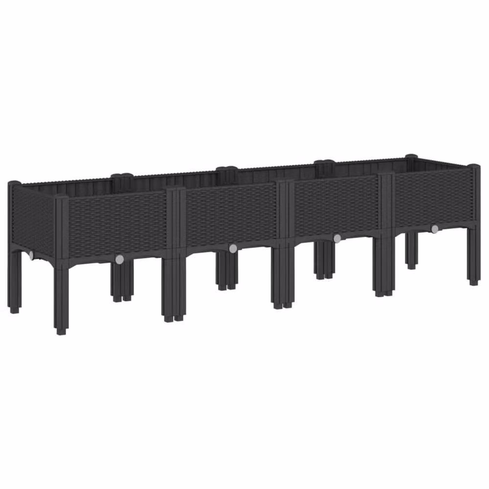 Berkfield Home Garden Planter with Legs in Black, W/D/H: 160 x 40 x 42 cm – 2