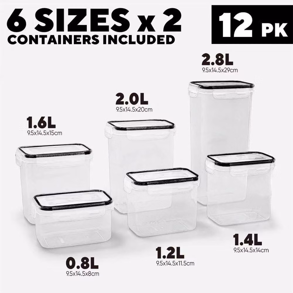 NESTLUNE 12-Piece Plastic Food Storage Container Set with Clip Lids, Transparent, Stackable – 2
