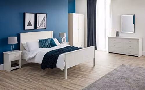 Julian Bowen Maine Lacquered Solid Wood Bed Frame, White, W/D/H: 180 x 200 x 150 cm – 2
