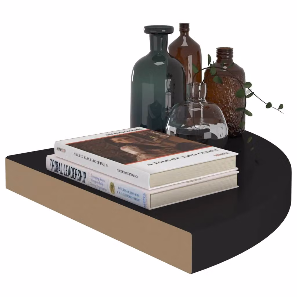 Berkfield Home Black Matt Floating Corner Shelf, W/D/H: 35 x 35 x 3.8 cm – 3