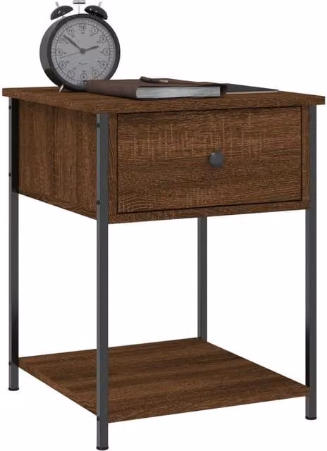 Berkfield Home Elegant Bedside Table in Brown Oak, W/D/H: 44 x 45 x 58 cm