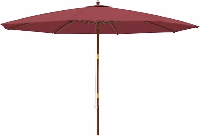 Berkfield Home Garden Parasol with Wooden Pole, Bordeaux Red, W: 400 cm, H: 273 cm