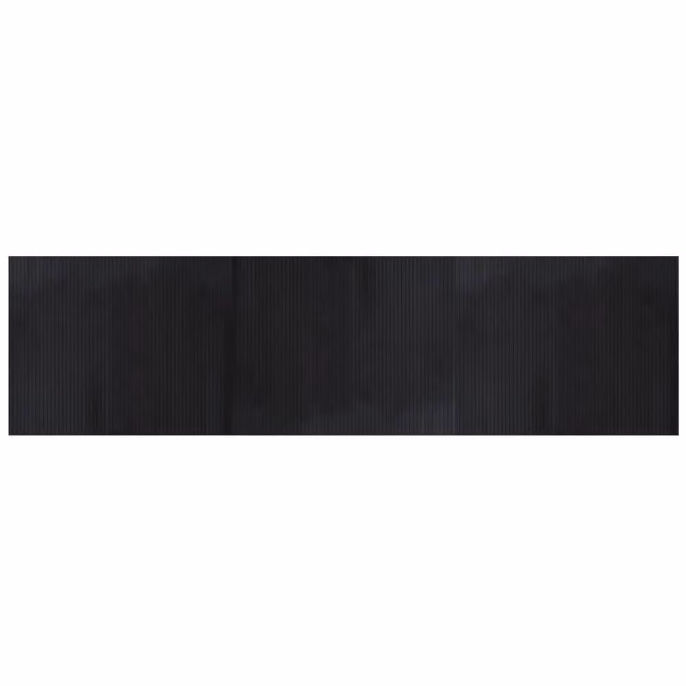 Berkfield Home Rectangular Striped Black Bamboo and Polypropylene Rug, W: 80 cm, L: 300 cm – 2