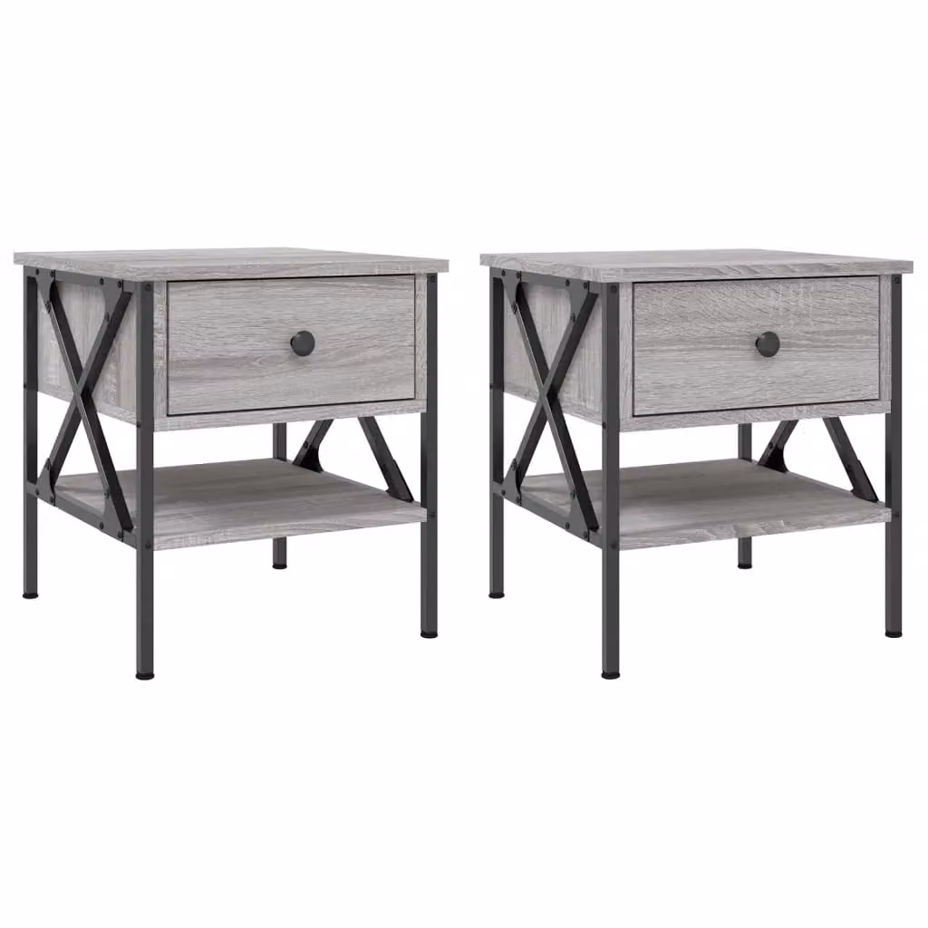 Berkfield Home Set of 2 Grey Sonoma Bedside Tables, W/D/H: 40 x 42 x 45 cm – 2
