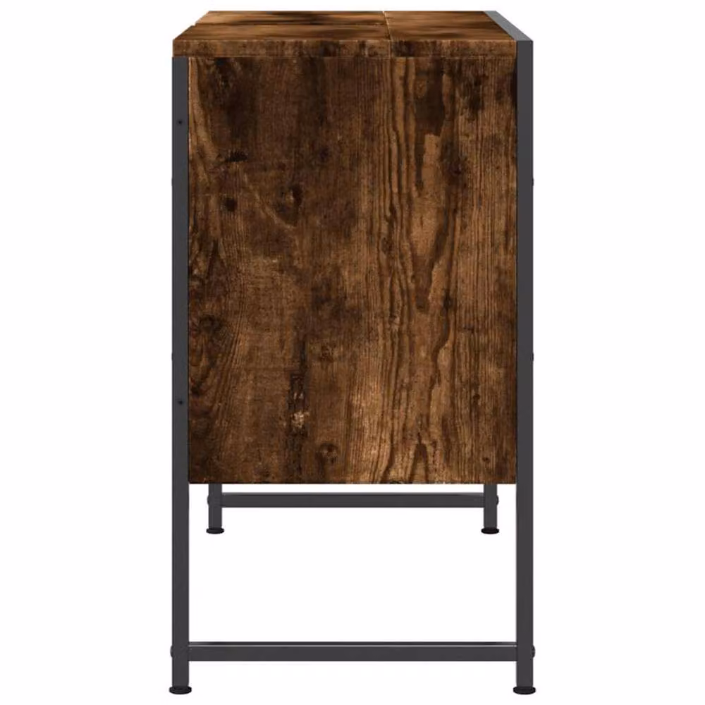 Berkfield Home Smoked Oak Wall Mounted Bathroom Sink Cabinet, Brown, W: 80 cm, D: 33 cm, H: 60 cm – 4