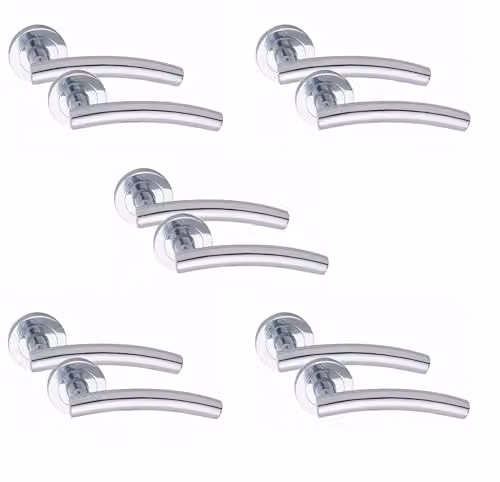 Golden Grace Arched T-Bar Door Handles in Polished Chrome Finish, 5 Pair – 1