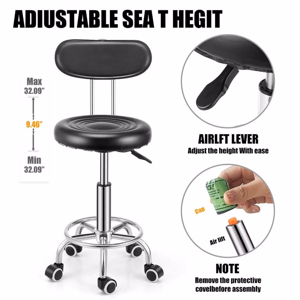EONLION Modern Adjustable Height Kitchen Stool with Lift Bar in Black – 4