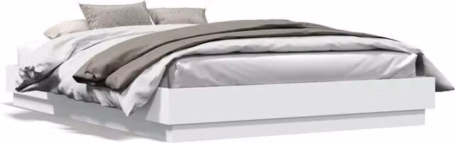 Berkfield Home White Engineered Wood Bed Frame W/D/H: 140 x 200 x 23 cm