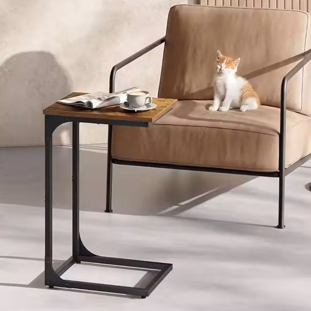 FORGEVIO Industrial Metal Side Table in Brown with Matt Finish – 3