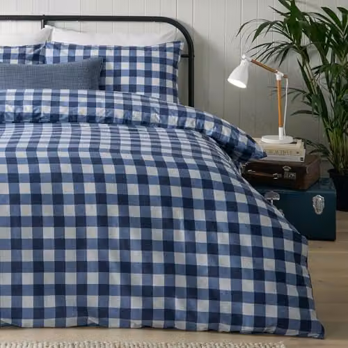 Riva Home Blue Checked Reversible Duvet Cover, W/D/H: 200 x 200 cm – 3