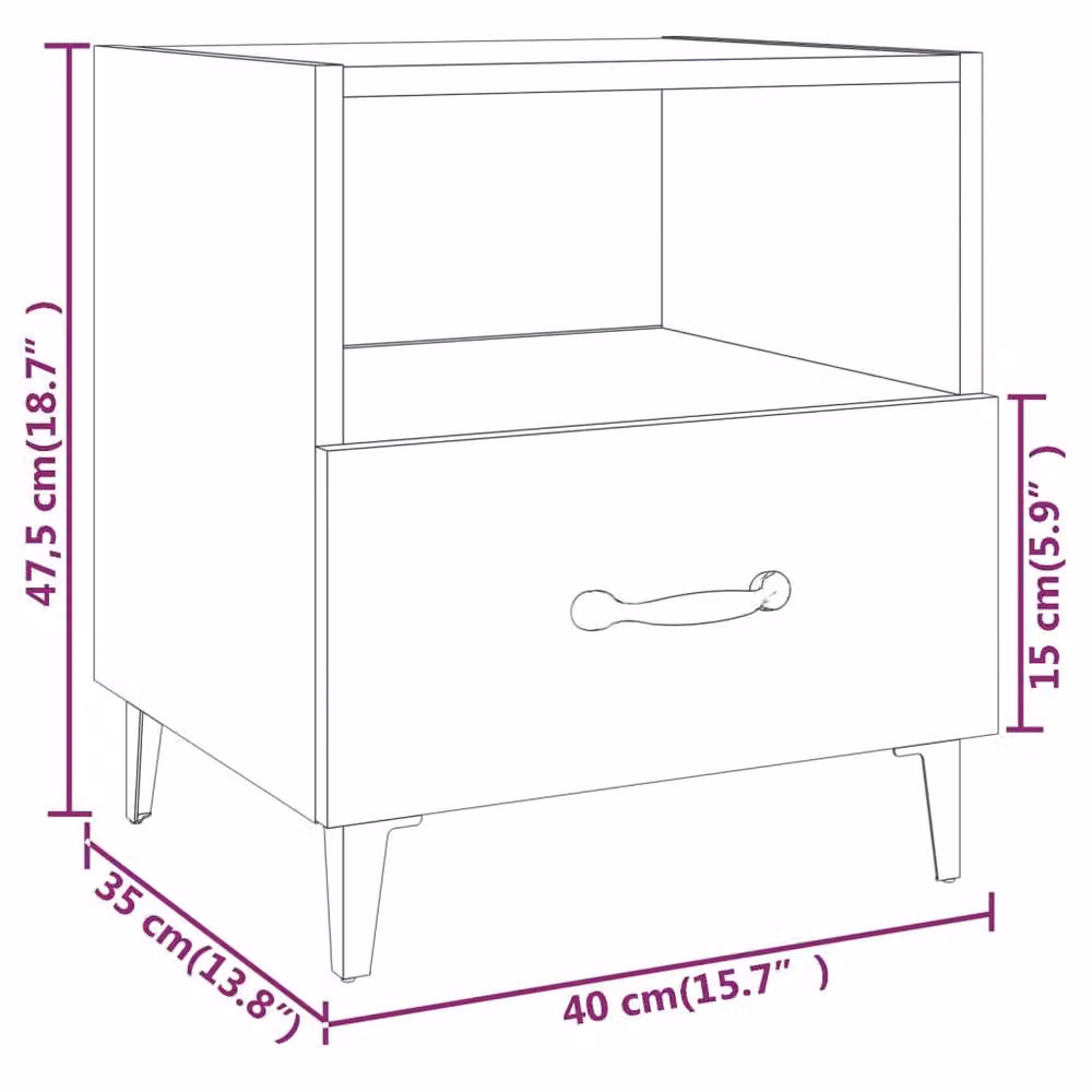 Berkfield Home Set of 2 Smoked Oak Bedside Cabinets in Brown – 6