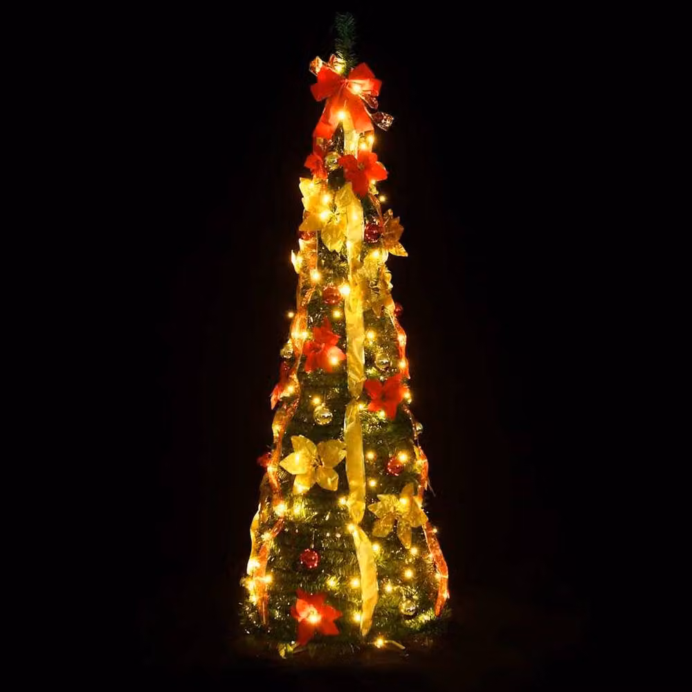 Berkfield Home Beautiful Green Artificial Pop-up Christmas Tree with 50 LEDs, Height: 120 cm – 3