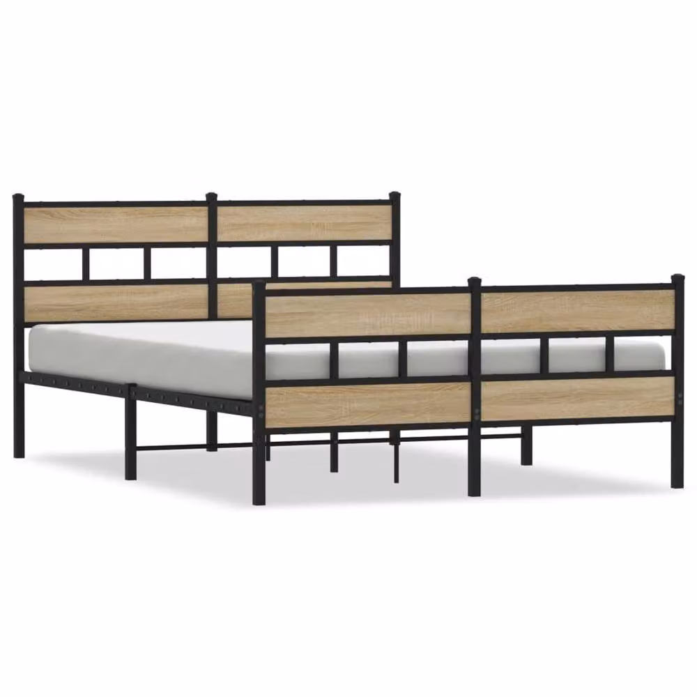 Berkfield Home Metal Bed Frame in Sonoma Oak and Brown, King Size, W: 150 cm, L: 200 cm – 3