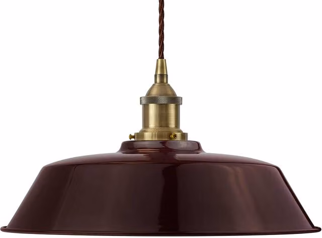 SE Home Chancery Pendant Light in Burgundy Red and Antique Brass with Brown Twisted Detail