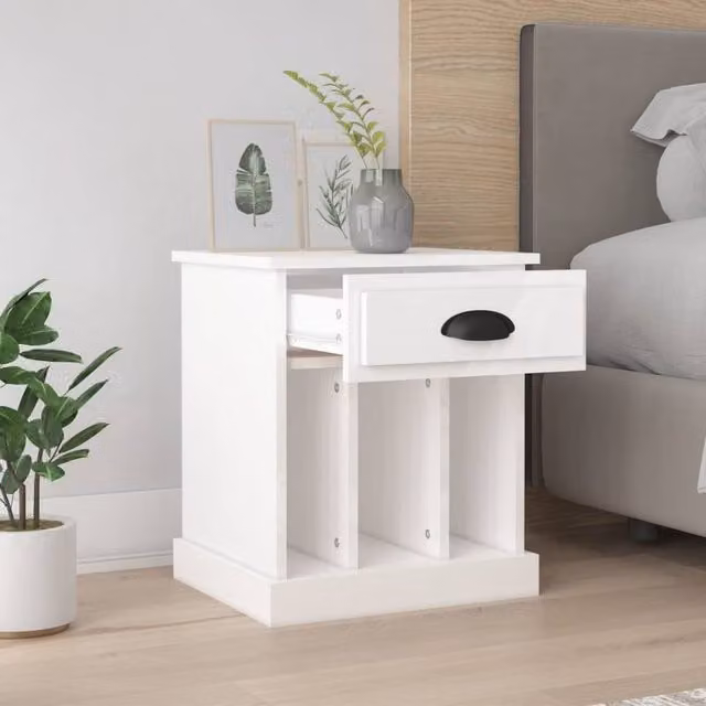Berkfield Home Elegant Bedside Cabinets, 2 Piece Set, High Gloss White, W/D/H: 43 x 36 x 50 cm – 1