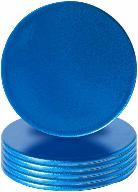 Argon Tableware Pack of 6 Round Melamine Coasters in Blue and Green, Diameter: 10 cm