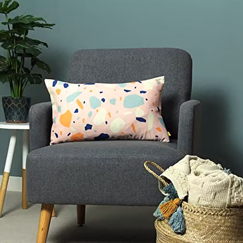 Furn Terra Abstract Print Pink Rectangular Cushion with Recycled Polyester Filling – 2