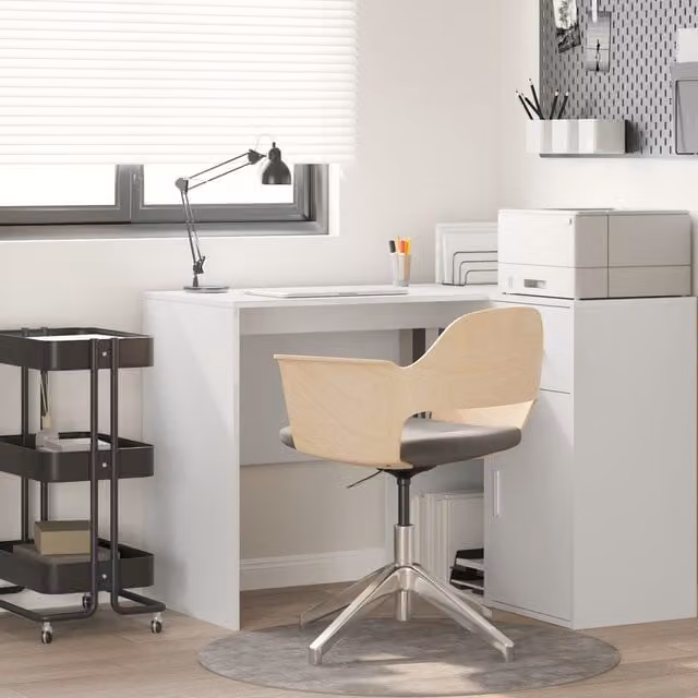 Berkfield Home White Writing Desk with Medium Storage in Engineered Wood