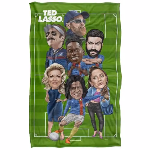 Warner Bros. Ted Lasso Team Lasso On The Pitch Super Soft Fleece Throw Blanket, Multicolour, W/D/H: 91 x 147 cm