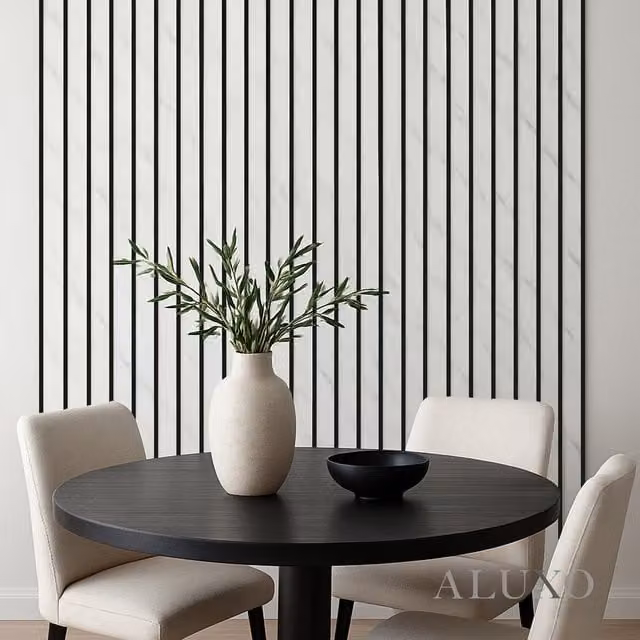 ALUXO Set of 2 White Acoustic 3D Real Wood Slatted Wall Panels