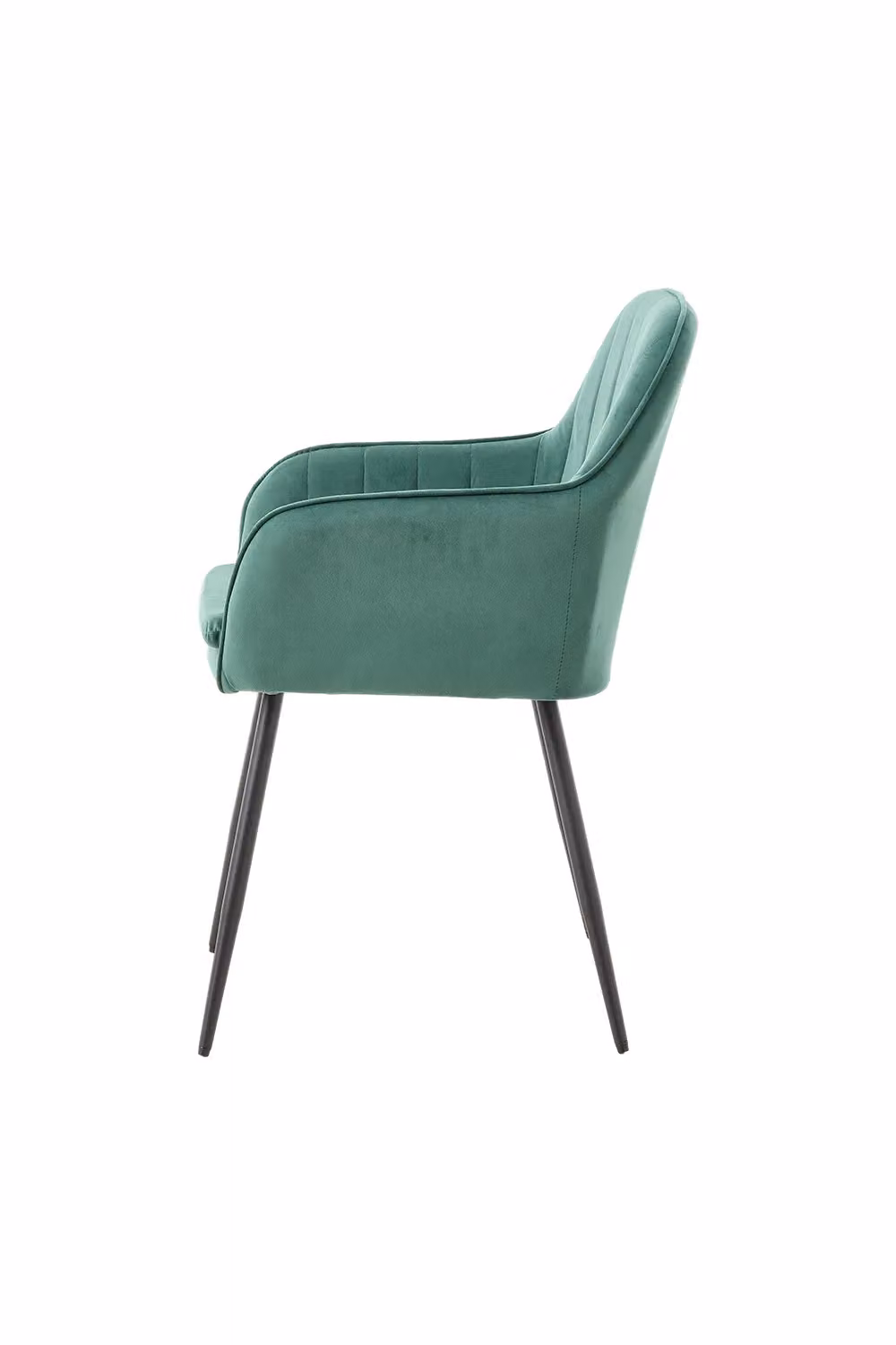 Living and Home Set of 2 Green Velvet Dining Chairs with Black Metal Legs – 2