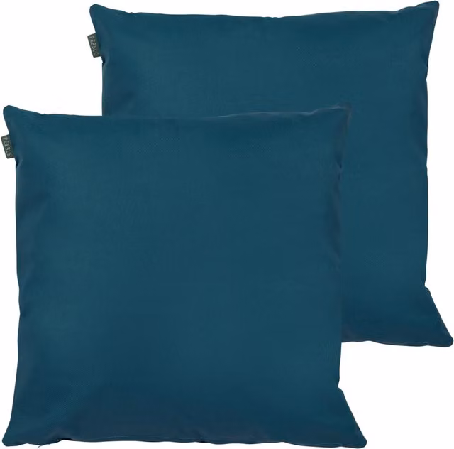 ICON Set of 2 Plain Square Indoor and Outdoor Cushions with Hollow Fibre Filling in Petrol Green
