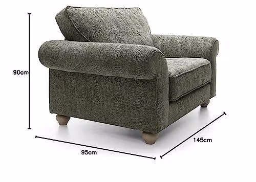 Abakus Direct Ingrid Large Armchair in Rifle Green Braided Chenille Fabric, W/D/H: 145 x 95 x 90 cm – 2