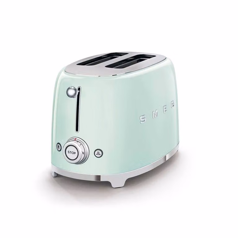 Smeg Variable Kettle and 2 Slice Toaster Set in Light Green with Stainless Steel Accents
