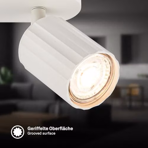 Briloner Modern Adjustable Ceiling Spotlight in White, GU10 LED Compatible – 5