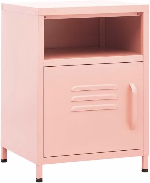 Berkfield Home Modern Pink Metal Nightstand with Integrated Lighting W/D/H: 35 x 35 x 51 cm – 1