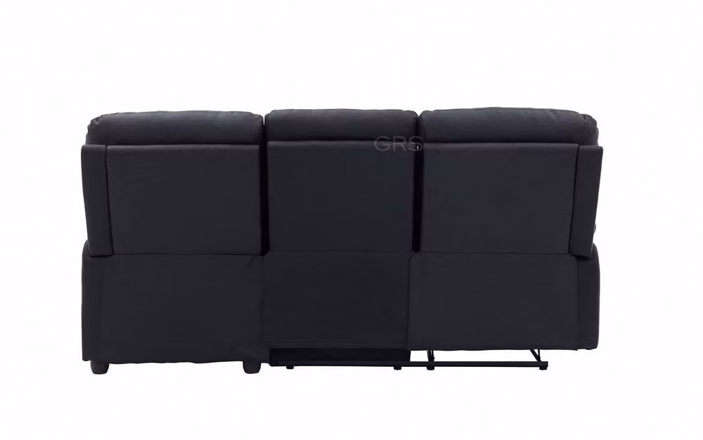 Home Detail Carter 3 Seater L-Shape Sofa in Black Faux Leather with Right-Hand Chaise and Left-Hand Manual Recliner – 6