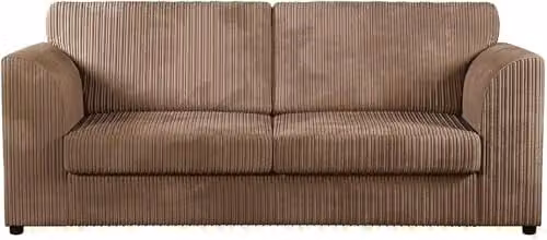 Sofa Selection Jumbo Cord High Back 3-Seater Sofa in Beige with Solid Wood Frame, W/D/H: 190 x 90 x 87 cm