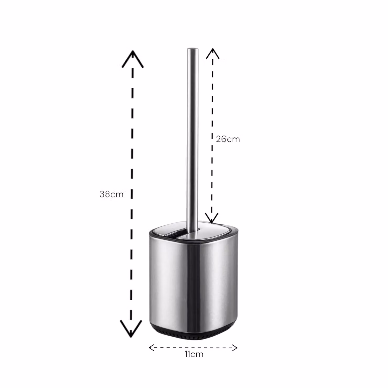 Showerdrape Echo Stainless Steel Toilet Brush and Holder Set in Silver, H38 x W10.5 x D11 cm – 2