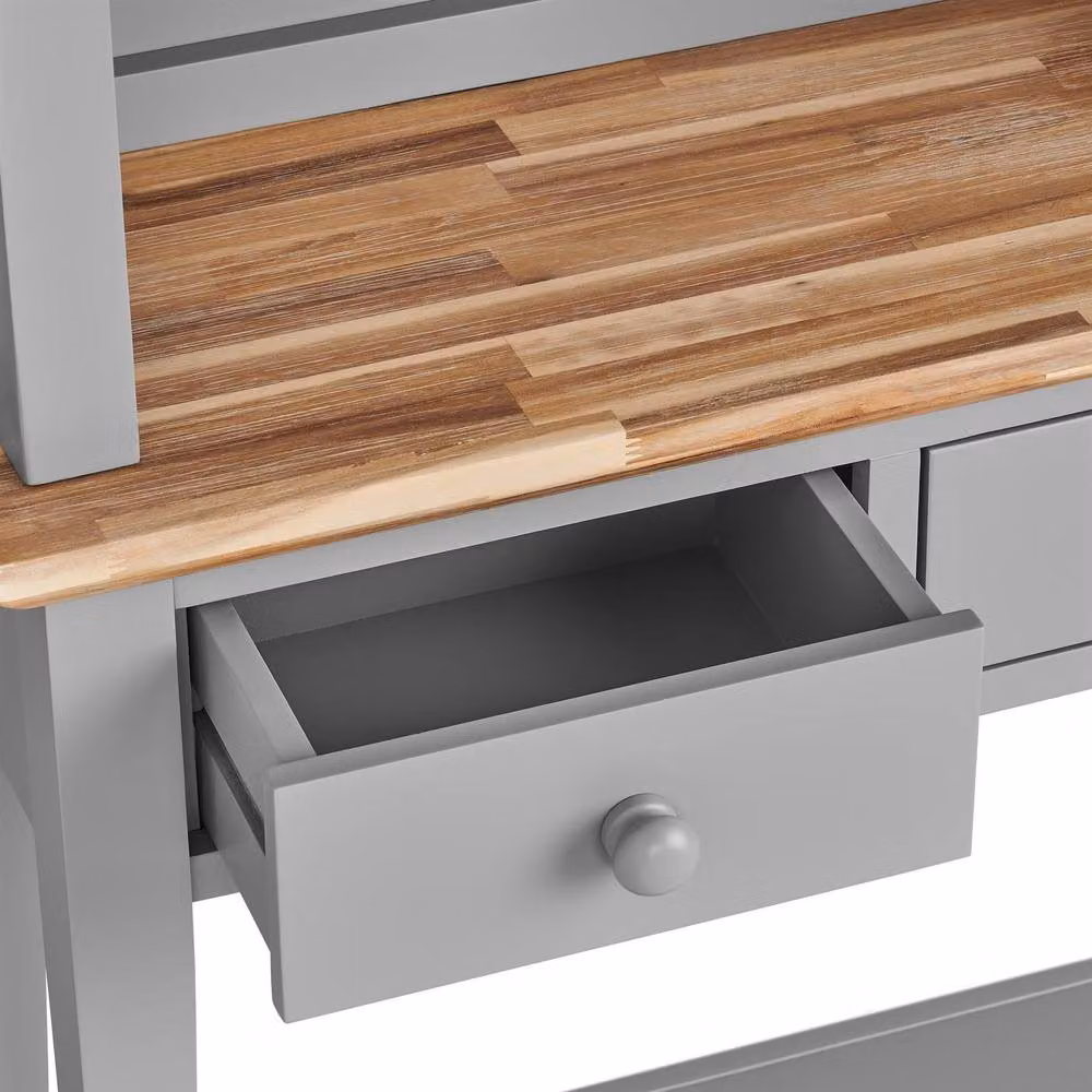 Statement Furniture Florence Console Table and Hutch Slimline Display Cabinet in Light Grey – 3