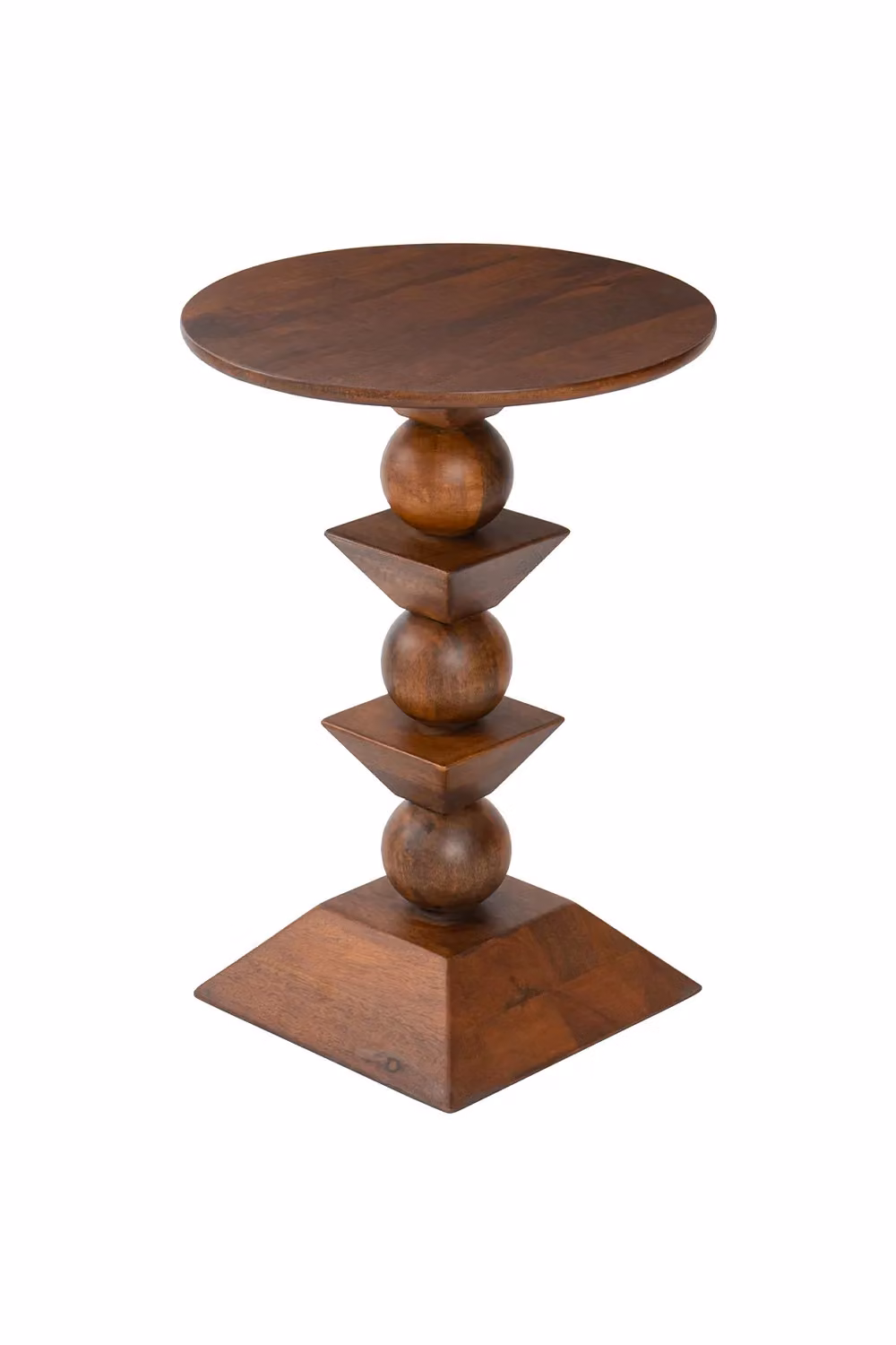 MH London Gino Round Solid Mango Wood Side Table in Walnut Brown – 2