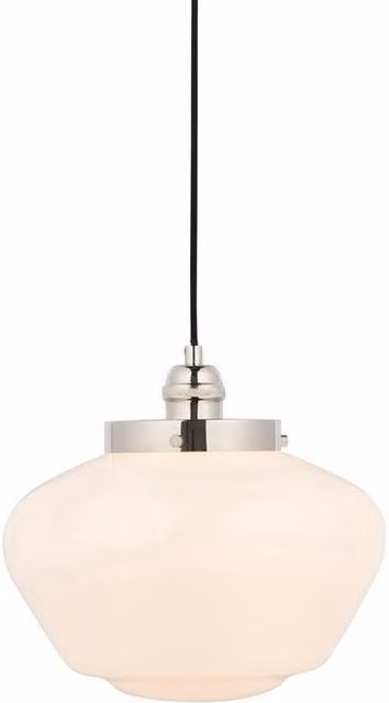 Netlighting Camberley Dome Pendant Light with White Opal Glass and Silver Metal Finish, E27