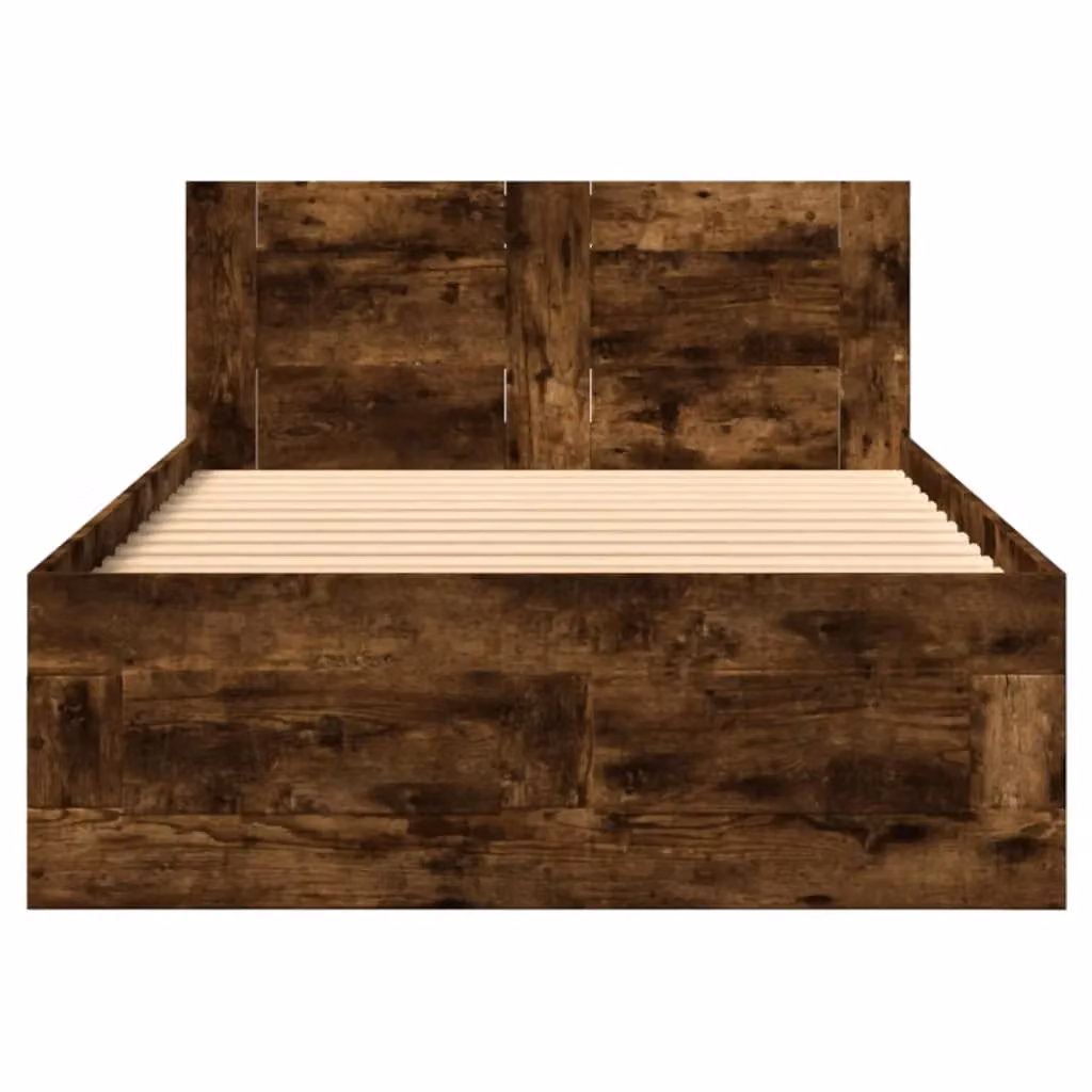 Berkfield Home Small Single Bed Frame with Headboard in Smoked Oak Brown, W: 75 cm, L: 190 cm – 3